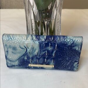 Brahmin Shimmering Blue Croc-Embossed Wallet like New!